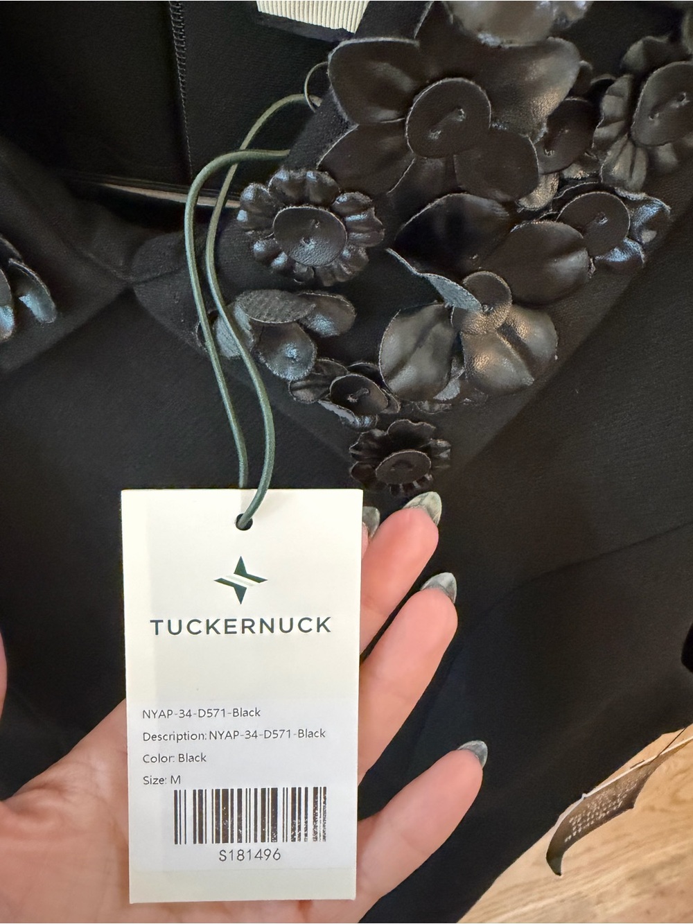 New Tuckernuck Black Floral Applique Helena Dress - size medium - Picture 6 of 6